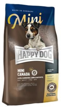 Сухой беззерновой гипоаллергенный корм для взрослых собак до 10 кг Happy Dog Mini Canada 25/14 (лосось, кролик, ягненок, мидии)